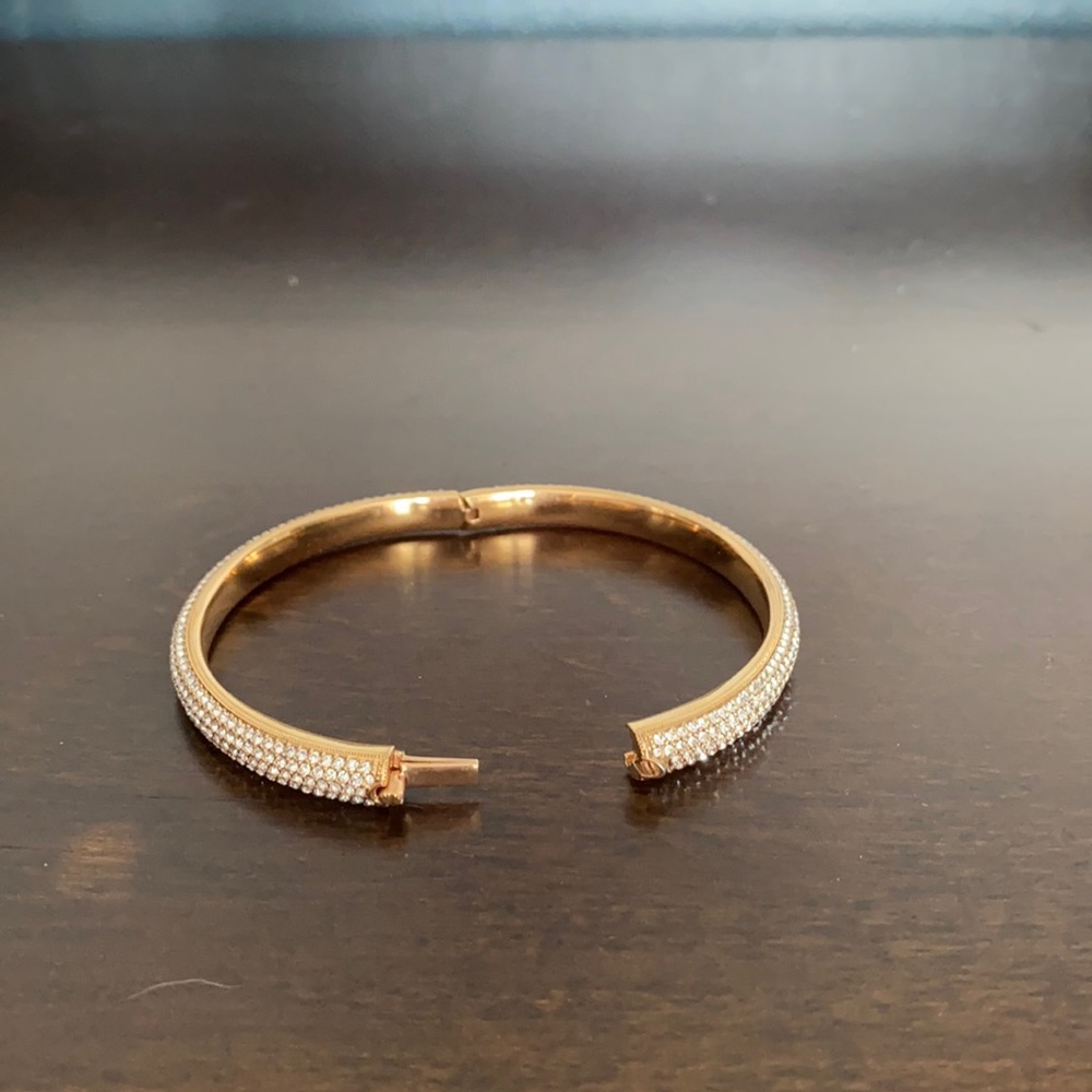 Rose gold pave hinged bracelet